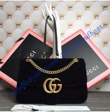 Gucci Medium GG Marmont Black velvet shoulder bag