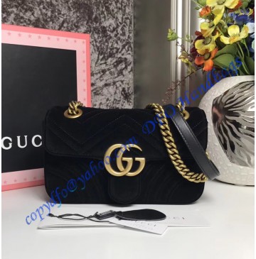 Gucci Mini GG Marmont Black velvet shoulder bag