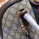 Gucci Ophidia GG Medium Top Handle Bag with Brown Leather Trim