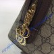 Gucci Ophidia GG Medium Top Handle Bag with Brown Leather Trim