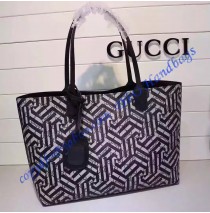 Gucci Reversible GG leather with Caleido print and black leather tote GU368568SS-black