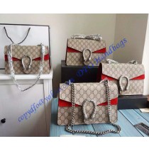 Gucci Dionysus GG Supreme Medium Shoulder Bag with Red Suede Detail