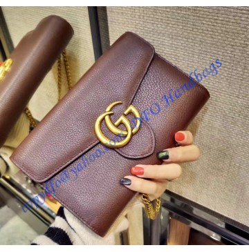 Gucci GG Marmont Brown Leather Mini Chain Bag