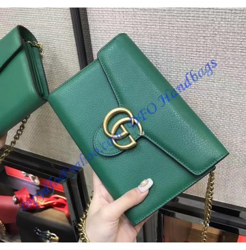 Gucci GG Marmont Green Leather Mini Chain Bag