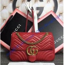 Gucci Medium GG Marmont Matelasse Shoulder Bag Red
