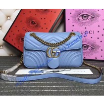 Gucci Small GG Marmont Matelasse Shoulder Bag Light Blue