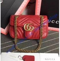 Gucci Mini GG Marmont Matelasse Shoulder Bag Red