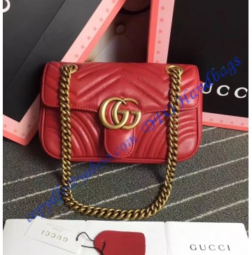 Gucci Mini GG Marmont Matelasse Shoulder Bag Red