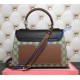 Gucci Padlock GG Supreme Top Handle Bag with Black and Brown Leather