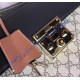 Gucci Padlock GG Supreme Top Handle Bag with Black and Brown Leather