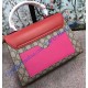 Gucci Padlock GG Supreme Top Handle Bag with Red and Pink Leather