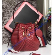 Gucci GG Marmont Quilted Leather Bucket Bag Red