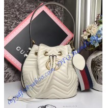 Gucci GG Marmont Quilted Leather Bucket Bag White
