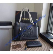 Gucci Soho Leather Shoulder Bag with Chain Straps