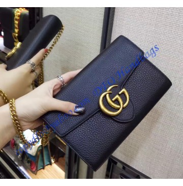 Gucci GG Marmont Black Leather Mini Chain Bag