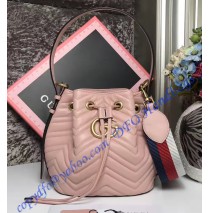 GG Marmont Quilted Leather Bucket Bag Pink
