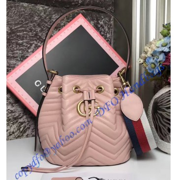 Gucci GG Marmont Quilted Leather Bucket Bag Pink