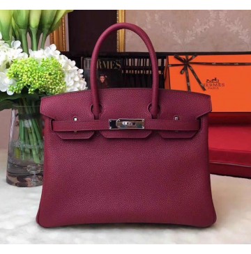 Hermes Birkin Bag 35cm in Bordeaux Togo leather Palladium Hardware