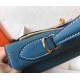 Hermes Kelly 32cm in Blue Jean Togo Leather Golden Hardware