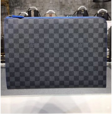 Louis Vuitton Damier Graphite Pochette Jour GM with Blue Lining N64032