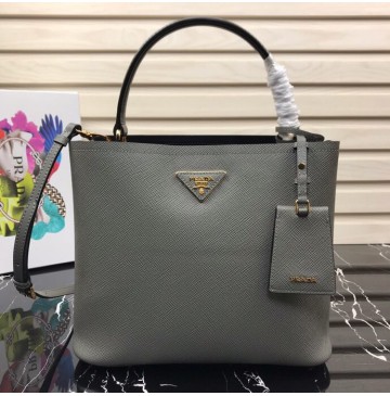 Prada Double Saffiano leather bag Gray