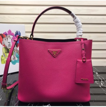 Prada Double Saffiano leather bag Rose Red