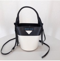 Prada Ouverture nylon bucket bag White Black