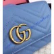 Gucci GG Marmont continental wallet in Blue leather with a chevron design