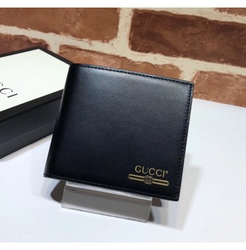 Gucci Leather Wallet With Gucci Logo Black