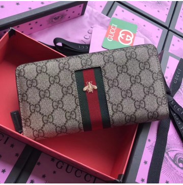 Gucci Web GG Supreme zip around wallet