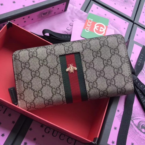 Gucci Web GG Supreme zip around wallet