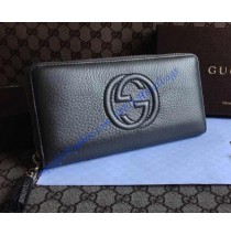 Gucci Soho Soft Patent Leather Zip Around Wallet Black