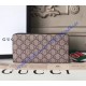 Gucci Bee Print GG Supreme Zip Around Wallet with Black Leather Trim