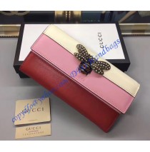 Gucci Queen Margaret White Pink Red Leather Continental Wallet