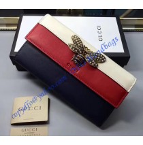 Gucci Queen Margaret White Red Blue Leather Continental Wallet