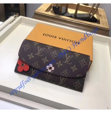 Louis Vuitton Monogram Bloom Flower Emilie Wallet Red