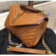 YSL Monogram College Medium Leather Shoulder Bag with a Wooden and Metal Handle