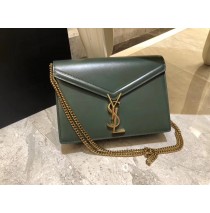 Saint Laurent Cassandra Chain Envelope Flap Bag in Green Leather