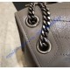 Saint Laurent Large Niki Chain Bag in Crinkled and Quilted Gray Leather