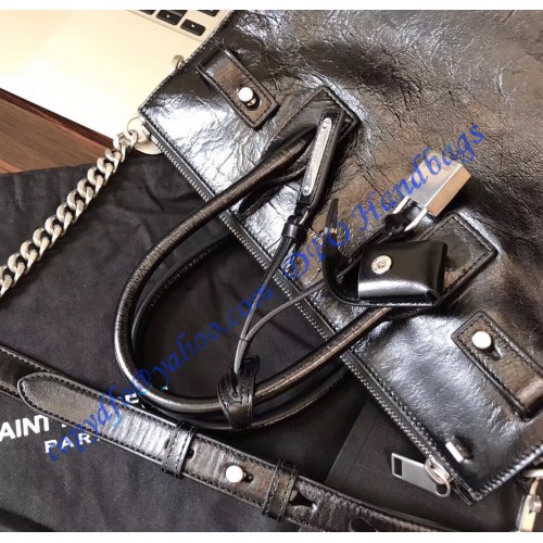 Saint Laurent Baby Sac De Jour Souple Duffle Bag in Black Moroder Leather