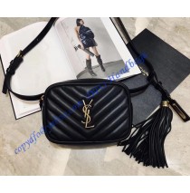 Saint Laurent Chevron Lou Belt Bag Black