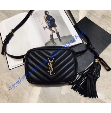 Saint Laurent Chevron Lou Belt Bag Black