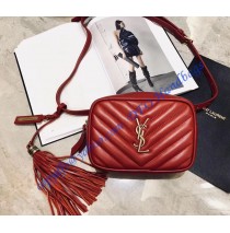 Saint Laurent Chevron Lou Belt Bag Red