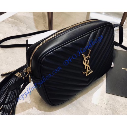 Saint Laurent Lou Camera Bag in Black Matelasse Leather