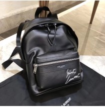 YSL Mini Toy City Embroidered Backpack in Black Leather