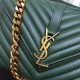 Saint Laurent Classic Medium College Monogram Bag in Green Malelasse Leather with Gold-toned Hardware