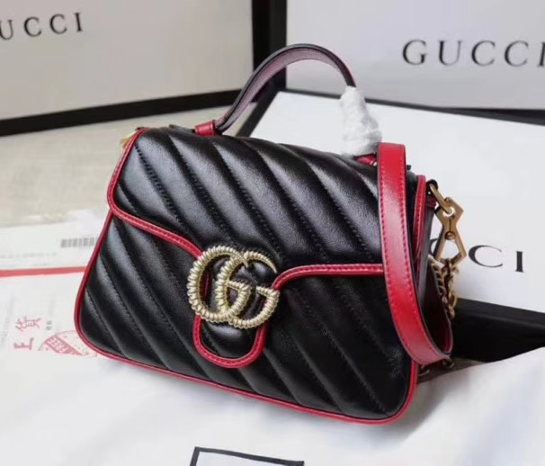 Gucci GG Marmont Mini Top Handle Bag GU547260-black-red – LuxTime DFO ...