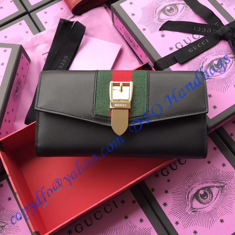Gucci Sylvie leather continental wallet Black